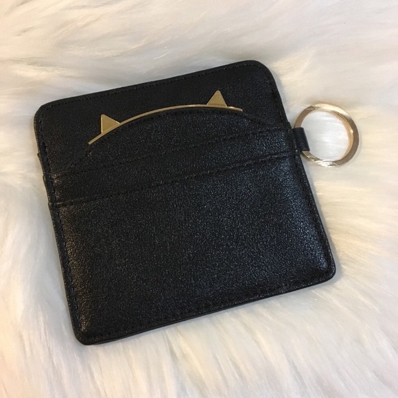 😻 SALE Cat Ears Mini Card Holder Wallet w Keyring - Picture 3 of 5